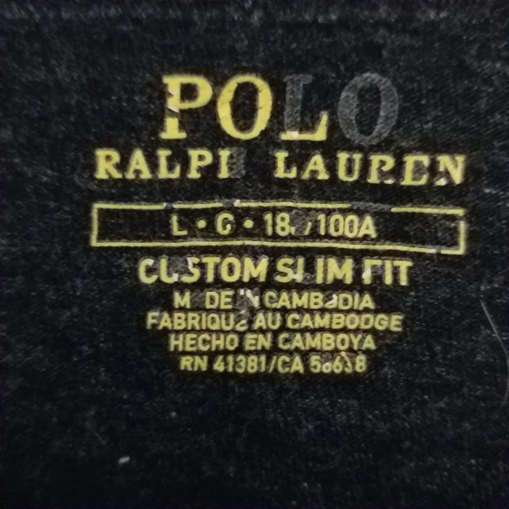 Mens Ralph Lauren Long Sleeve TShirt Heather Gray Large Custom Slim Fit Red Pony